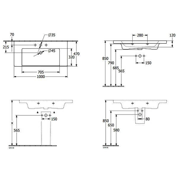 Раковина Villeroy&Boch Subway 3.0 4A70A501 100 см белый глянец 503226 фото