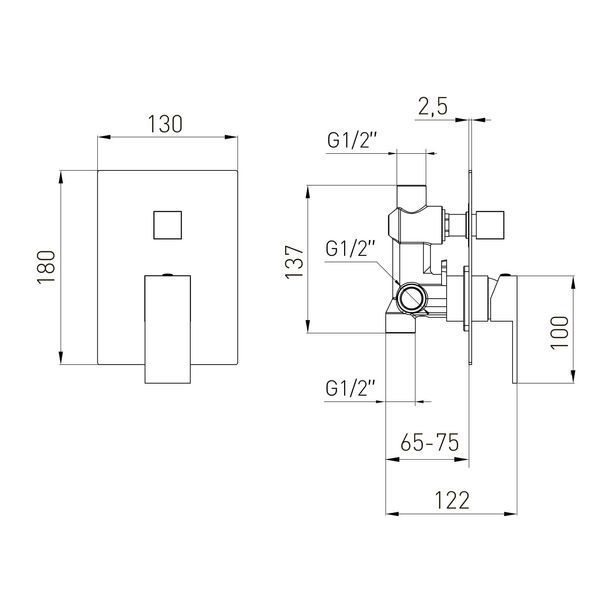 PARDO смеситель скрытого монтажа, 2-F, pistola gris 83795 фото