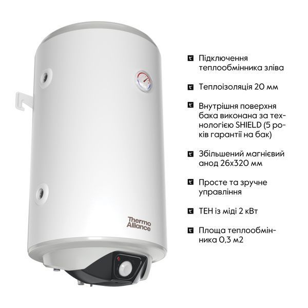 Водонагреватель электрический комбинированный Thermo Alliance вертикальный 80 л. т.о. 0,24 кв.м левый, мокрый ТЭН 2,0 кВт (CWH 8044 4S L) SD00053169 фото