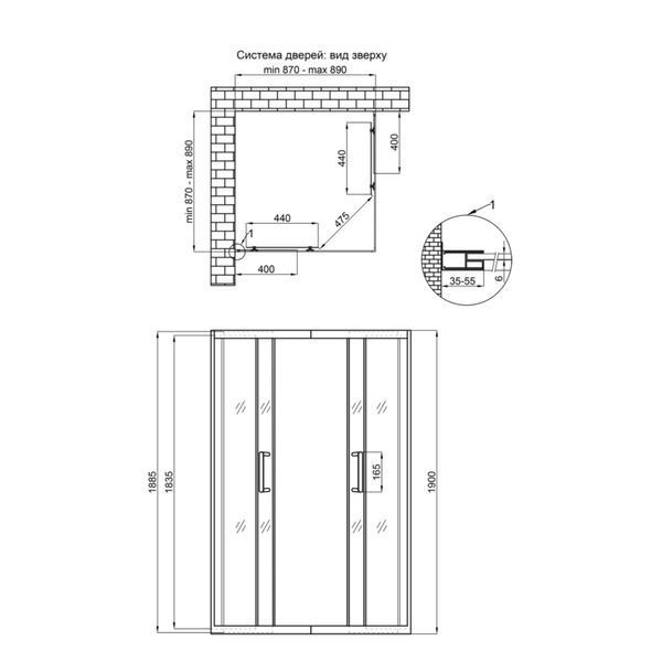 Душова кабіна Qtap Taurus BLA1099SC6 90х90 см, скло Clear 6 мм, покриття CalcLess, без піддона SD00039703 фото