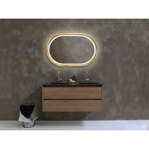 Зеркало Luxury Wood Freedom Slim с подсветкой LED, дуб натуральный, сенсорная кнопка-димер, 550х850 мм 551596 фото