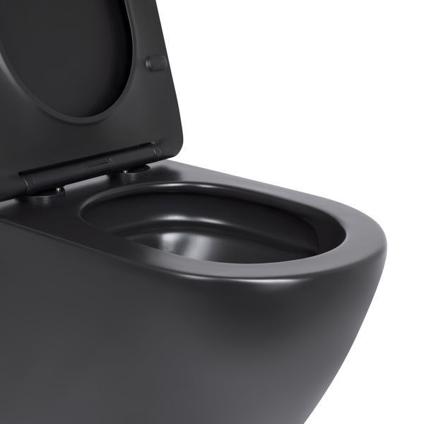 Унитаз подвесной Qtap Robin New Ultra Quiet с сиденьем с сиденьем Soft-Close MATT BLACK QT13332381АSMB SD00052574 фото
