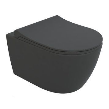 CANTE Rimless подвесной унитаз 51*35,5*33 см, сидение Duroplast Slim slow-closing, de la antracita 82733 фото