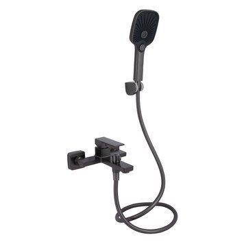 Смеситель для ванны Qtap Gemini (c душевым гарнитуром) QTGEM259GMB45684 Gunmetal Black PVD SD00051808 фото