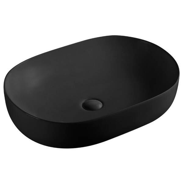 Раковина овальная Devit Forma DFO2190100MB 600х415х140 мм для установки на столешницу, черная матовая 600667 фото