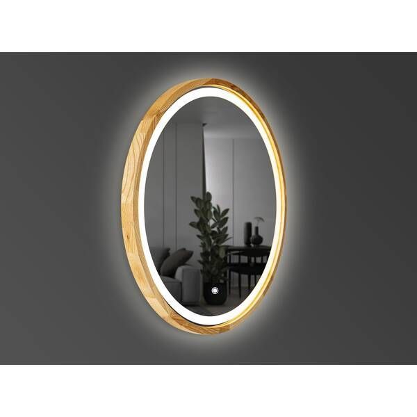 Зеркало Luxury Wood Perfection Slim с подсветкой LED, дуб натуральный, сенсорная кнопка-димер, 650х650мм 551595 фото