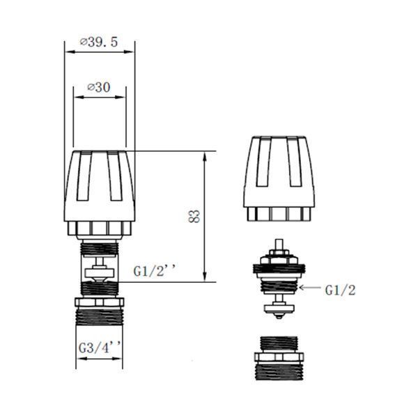 Кран термостатичний Thermo Alliance Standart 1/2"х3/4" з ручкою для колектора SFE009 SD00021202 фото