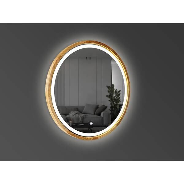 Зеркало Luxury Wood Perfection Slim с подсветкой LED, дуб натуральный, сенсорная кнопка-димер, 650х650мм 551595 фото