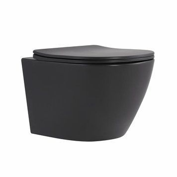 Унитаз подвесной Qtap Robin Ultra Quiet 520&times;365&times;340&nbsp;мм, Anthracite, с сиденьем Slim Duroplast / Soft-close / Quick Release QTROB26AN48995 SD00055119 фото