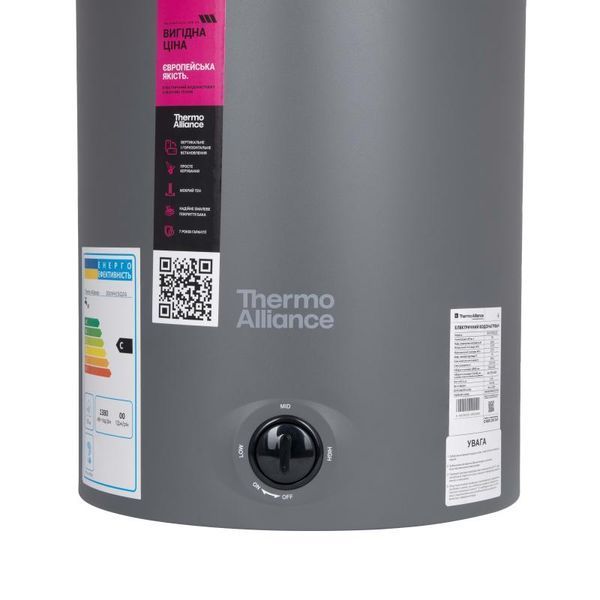 Водонагреватель электрический Thermo Alliance 100 л, Grey,универсальный, мокрый ТЭН 1,5 кВт D100VH15Q3G SD00055135 фото