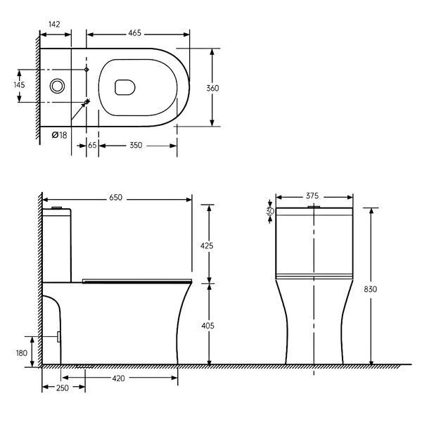 FIRM Rimless, напольный унитаз с бачком не пристенный 65*36*83 см, сиденье duroplast slow-closng 99591 фото