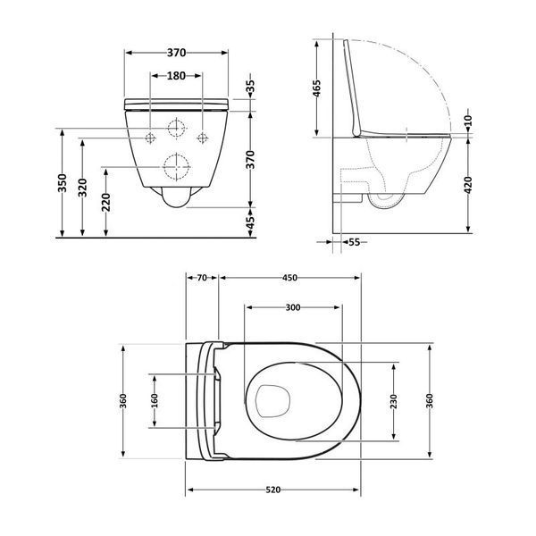 Унитаз подвесной Qtap Robin Ultra Quiet 520&times;365&times;340&nbsp;мм, Anthracite, с сиденьем Slim Duroplast / Soft-close / Quick Release QTROB26AN48995 SD00055119 фото