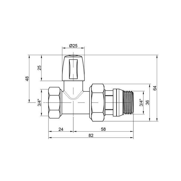 Кран радіаторний Icma 3/4" з антипротіканням прямий без ручки №815+940 SD00023710 фото