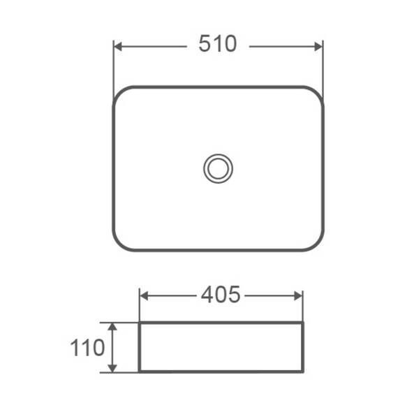 Раковина прямокутна Devit Flow square DFL2170100MB 510х405х110 мм на стільницю, чорна матова 600663 фото