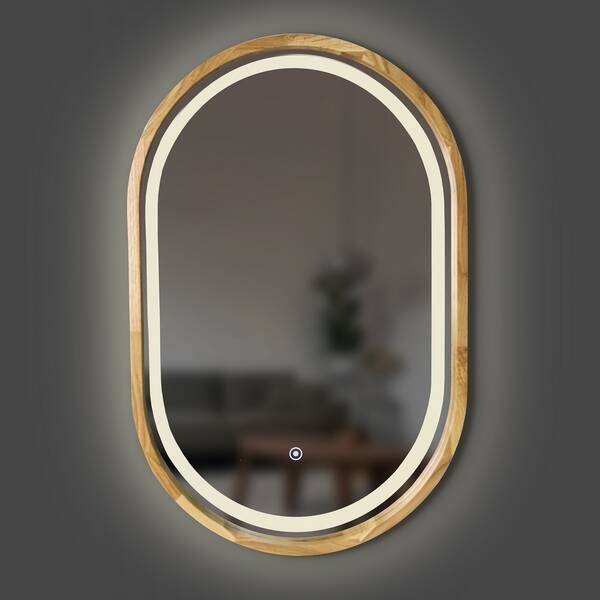 Дзеркало Luxury Wood Freedom Slim з LED підсвіткою, дуб натуральний, сенсорна кнопка-димер, 500х800 мм 551598 фото