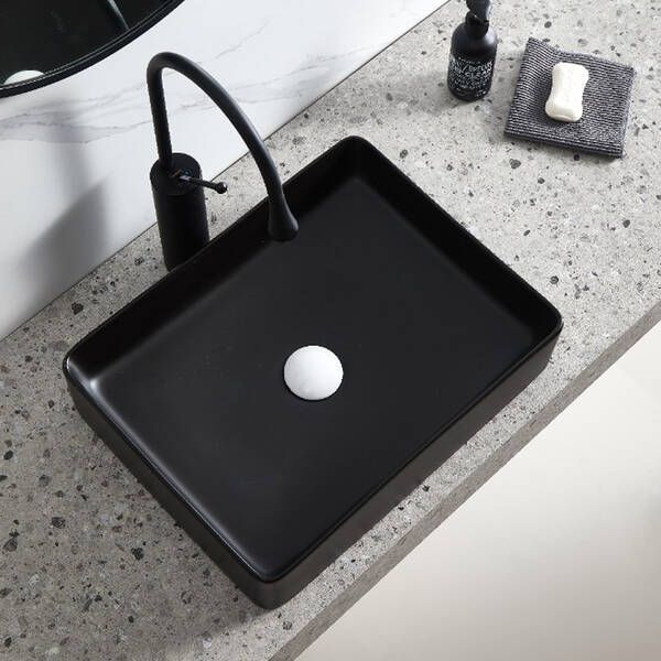 Раковина прямокутна Devit Flow square DFL2170100MB 510х405х110 мм на стільницю, чорна матова 600663 фото