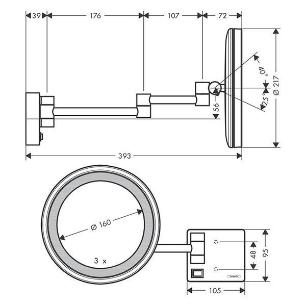 Косметичне зеркало HANSGROHE ADDSTORIS 41790670, чорний 81495 фото