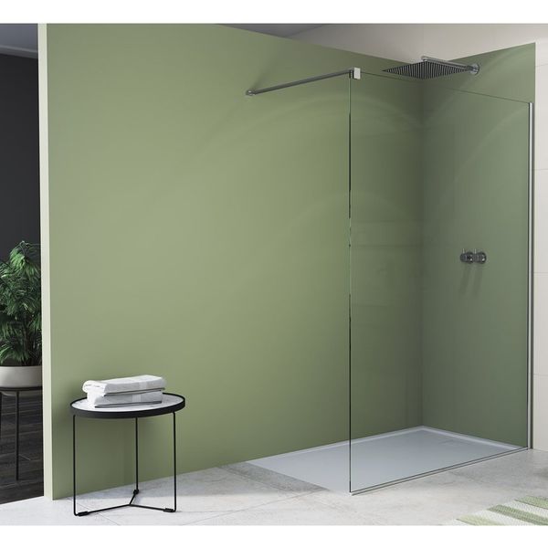 STR4P1205007 WALK-IN EASY Душова фіксована перегородка, скло прозоре, проф.алюм-хром (1 сорт) 570838 фото
