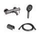 Комплект для ванной комнаты Qtap Robin Black/Chrome: Смеситель QTROB3060102K + Держатель QT829910842854GRP + Шланг QTHADPVC160G + Лейка QTRUCA120R3GRP SD00053786 фото 1