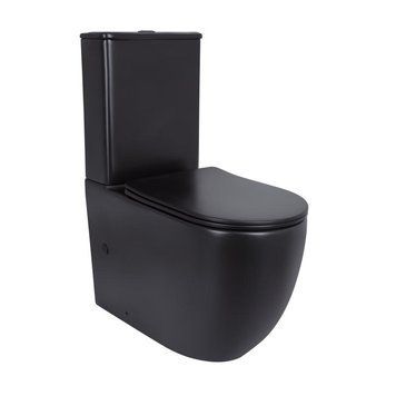 Унітаз підлоговий Qtap Robin Ultra Quiet безобідковий з сидінням Soft-close MATT BLACK QT13226083AMB SD00052566 фото