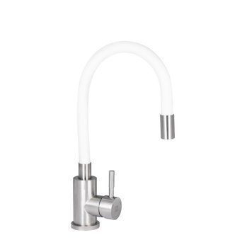 Смеситель для кухни Lidz Aria 015F3 с гибким изливом (k35) LDARI015F3WHI43362 White / Nickel SD00049485 фото