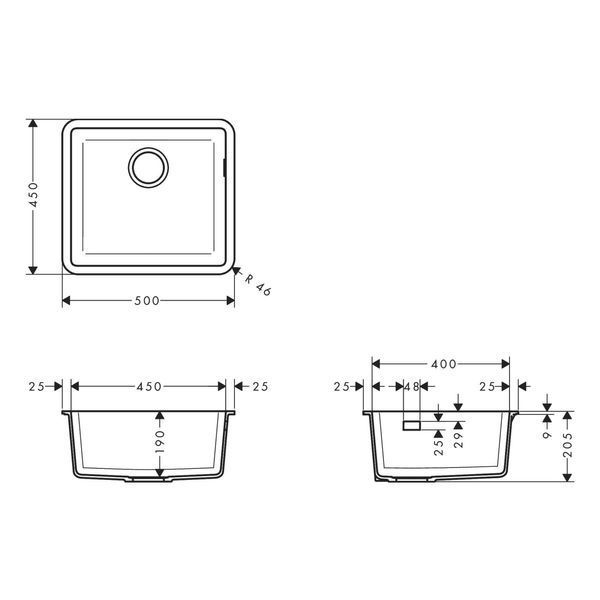 Кухонная мийка кам`яна HANSGROHE 43431170, чорний 84300 фото