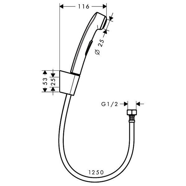 Hansgrohe Гігієнічний душ, зi шлангом 1,25 м та тримачем, &frac12;&rsquo;, шлiфований чорний хром 72432 фото