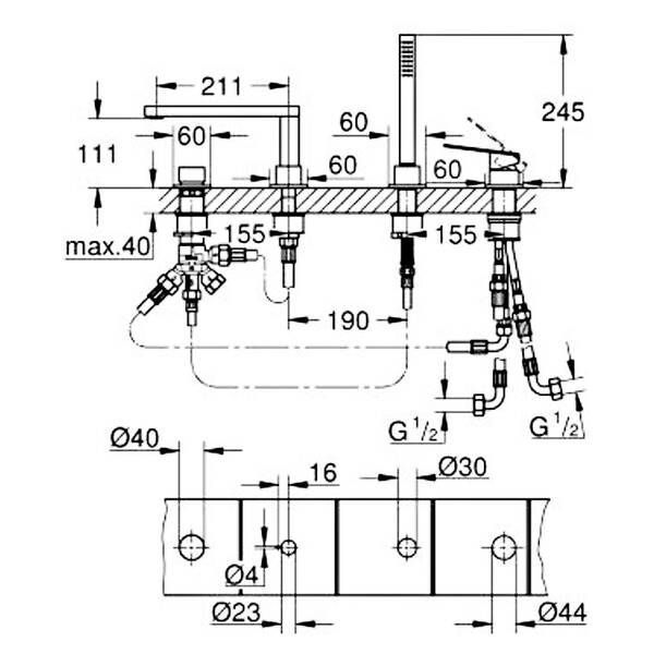 Змішувач для ванни Grohe Plus 29307004 з душовим набором, на борт, хром 598032 фото