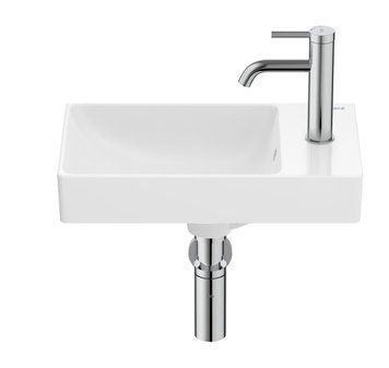 ONA умывальник ассиметричный Compacto 45x26 см, с отверстием под смеситель, Fineceramic, белый 94944 фото