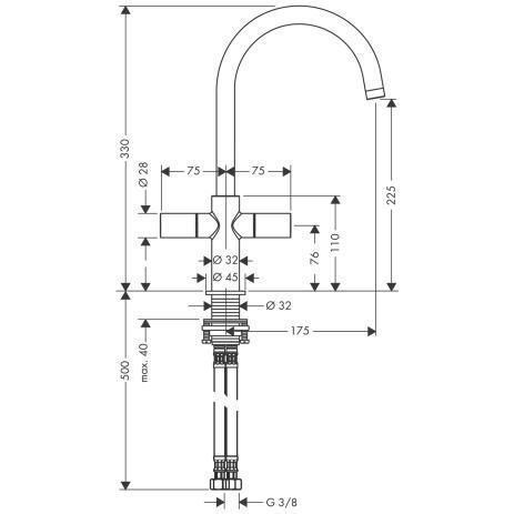 Aхor Uno 2 - змішувач для кухні HANSGROHE 38040000 13476 фото