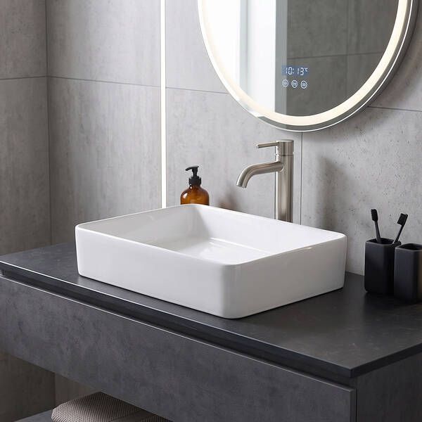 Раковина прямокутна Devit Flow square DFL2170100W510х405х110 мм на стільницю, біла 600661 фото