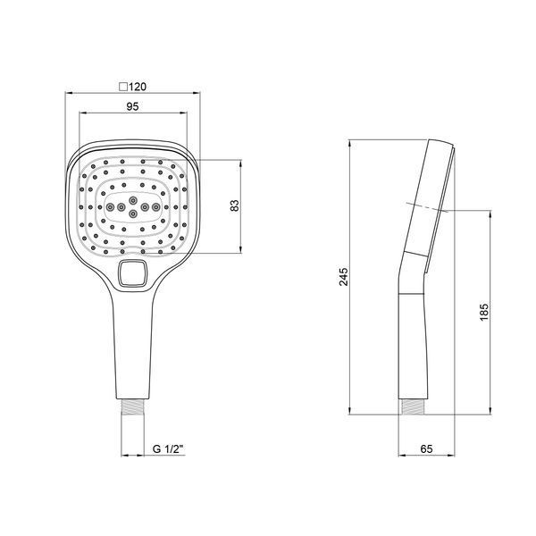 Лейка для ручного душа Qtap Rucni 120х120 мм прямоугольная QTHLA120N3KCW Chrome/White SD00042068 фото