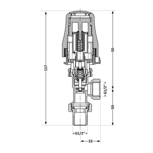 Кран Thermo Alliance Standart RTL угловой 1/2"ВН TAS01515 SD00054169 фото