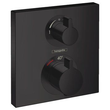 ECOSTAT Square термостат для 2х споживачів, із запірно/перемикаючим вентилем, СМ, чорний матовий 75109 фото