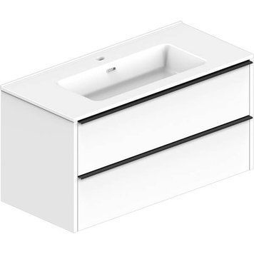 Тумба Devit Comfort 332100W 100 см с раковиной, белая 576499 фото
