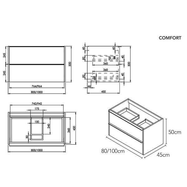 Тумба Devit Comfort 332100W 100 см с раковиной, белая 576499 фото