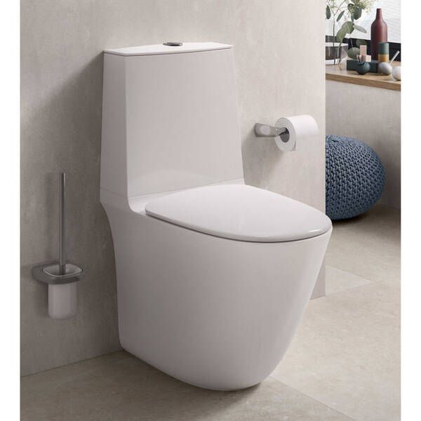Унитаз компакт RAK Ceramics Sensation SENWC1146AWHA безободковый с бачком SENWT1800AWHA и сиденьем SENSC3901WH Soft Close 560323 фото