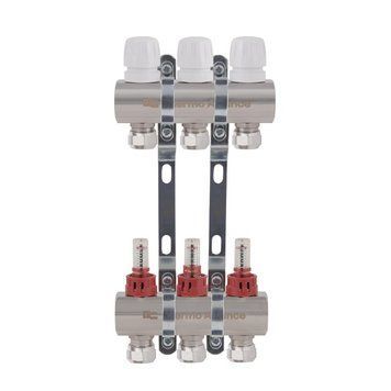 Коллектор латунный с расходомерами и евроконусами Thermo Alliance Standart 1" на 3 выхода TAS235W3E SD00055264 фото