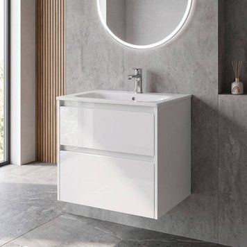 Тумба Geberit Selnova Square 504.138.01.1 подвесная, цвет белый с шелковисто-глянцевым покрытием, с раковиной slim rim 60 см 603820 фото
