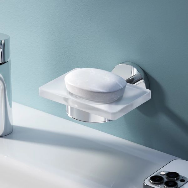 A85A34200 X-Joy, Скляна мильниця з настінним тримачем, хром (1 сорт) 567253 фото