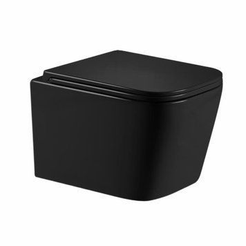 Унитаз подвесной Qtap Crow Ultra Quiet 485&times;340&times;290 мм, Matt Black, с сиденьем Slim Duroplast/ Soft-close/ Quick Release QT05335171MB SD00054229 фото
