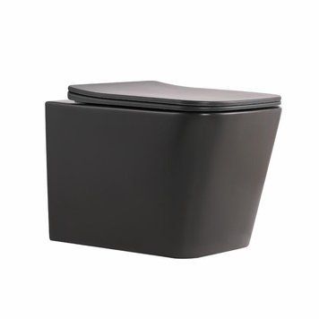 Унитаз подвесной Tern Ultra Quiet 490&times;365&times;325&nbsp;мм, Anthracite, с сиденьем Slim Duroplast / Soft-close / Quick Release QT17332303ASAN Qtap SD00054288 фото