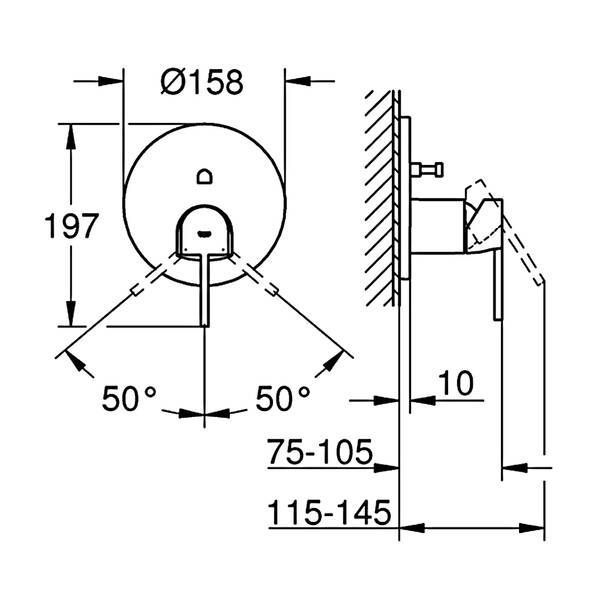 Змішувач прихованого монтажу для ванни/душу Grohe Plus 24060DC3 суперсталь 563468 фото