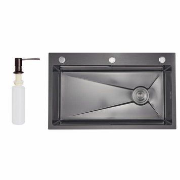 Lidz Handmade H7545B Мойка для кухни интегрированная Decor Black PVD Honeycomb 3,0/1,0 мм LDH7545BDECPVD48373 SD00054497 фото