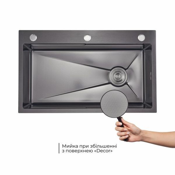 Lidz Handmade H7545B Мийка для кухні інтегрована Decor Black PVD Honeycomb 3,0/1,0 мм LDH7545BDECPVD48373 SD00054497 фото