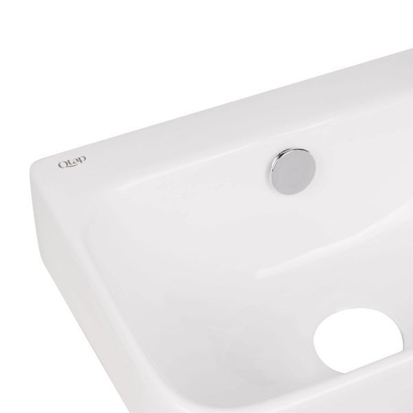 Комплект Qtap Tern: Раковина подвесная прямоугольная правая 450х260х155 мм White + Донный клапан PU02O SD00053452 фото