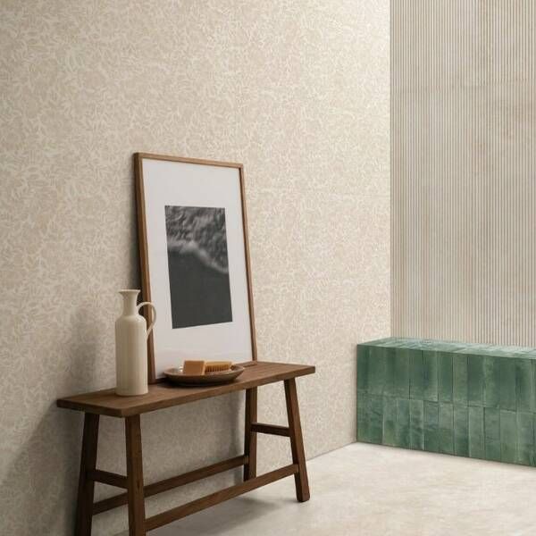 Плитка Ragno Travertino Wall Cross Bianco Decoro Malva Touch rett 40х120 см 582005 фото