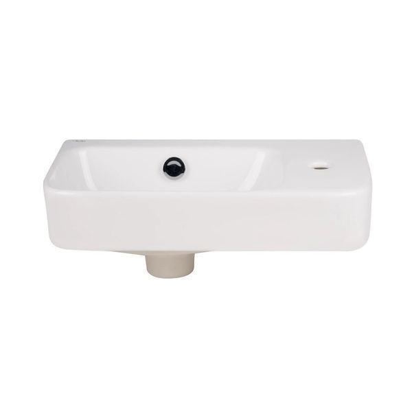 Комплект Qtap Tern: Раковина подвесная прямоугольная правая 450х260х155 мм White + Донный клапан PU02O SD00053452 фото