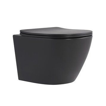 Унитаз подвесной Robin Ultra Quiet 490&times;365&times;325&nbsp;мм, Anthracite, с сиденьем Slim Duroplast / Soft-close / Quick Release QT13332381АSAN Qtap SD00054283 фото
