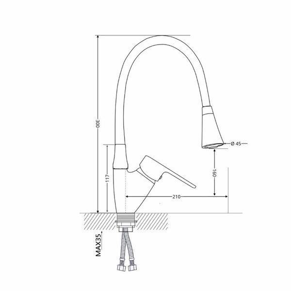 Змішувач для кухні Lidz Tani 008F3 з гнучким виливом (k40) LDTAN008F3BCR39484 Black / Chrome SD00045588 фото
